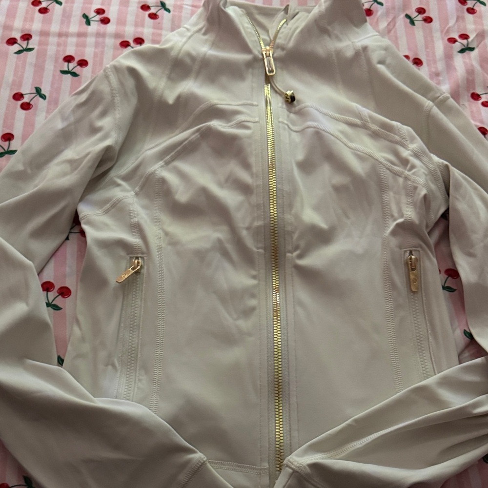 Lululemon Athletica Cream Utility Jacket with Gold Zippers